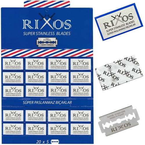 RIXOS Super Stainless Blades 1 Paket/100 Adet Tıraş Bıçağı - Tüm Jilet - 0