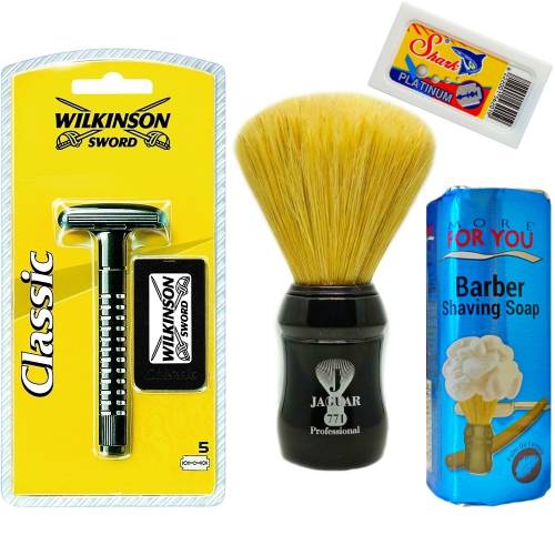 Wilkinson Classic Manuel Tıraş Makinesi 5'li Yedek Tıraş Bıçağı, Jaguar Tıraş Fırçası, Tıraş Sabunu ve Extra 5'li Jilet Seti - 9