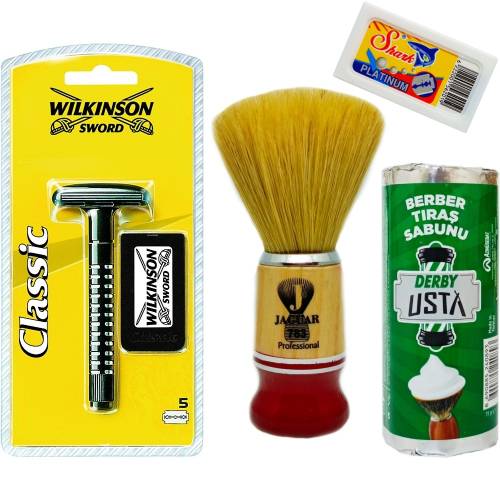 Wilkinson Classic Manuel Tıraş Makinesi 5'li Yedek Tıraş Bıçağı, Jaguar Tıraş Fırçası, Tıraş Sabunu ve Extra 5'li Jilet Seti - 10