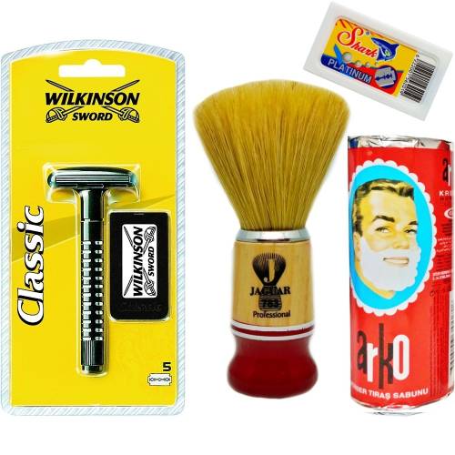 Wilkinson Classic Manuel Tıraş Makinesi 5'li Yedek Tıraş Bıçağı, Jaguar Tıraş Fırçası, Tıraş Sabunu ve Extra 5'li Jilet Seti - 11