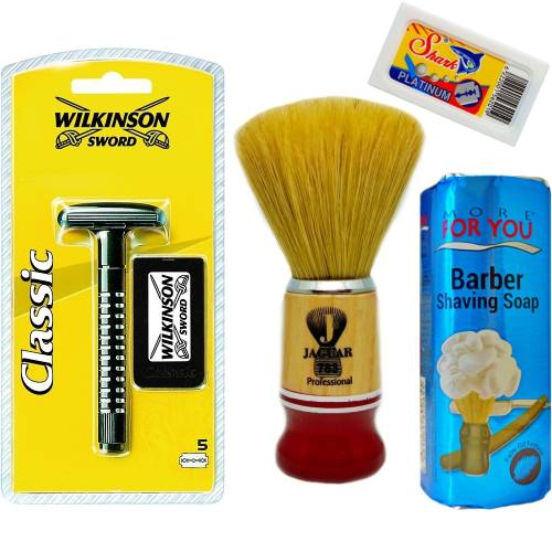 Wilkinson Classic Manuel Tıraş Makinesi 5'li Yedek Tıraş Bıçağı, Jaguar Tıraş Fırçası, Tıraş Sabunu ve Extra 5'li Jilet Seti - 12