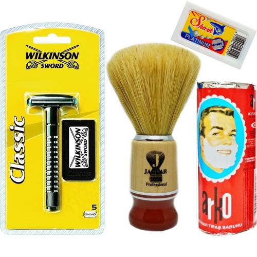 Wilkinson Classic Manuel Tıraş Makinesi 5'li Yedek Tıraş Bıçağı, Jaguar Tıraş Fırçası, Tıraş Sabunu ve Extra 5'li Jilet Seti - 14