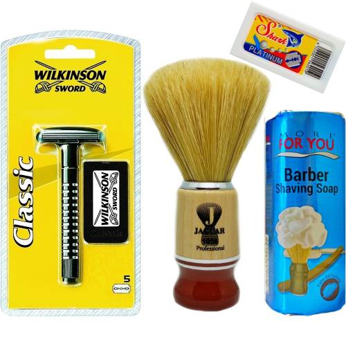 Wilkinson Classic Manuel Tıraş Makinesi 5'li Yedek Tıraş Bıçağı, Jaguar Tıraş Fırçası, Tıraş Sabunu ve Extra 5'li Jilet Seti - 15