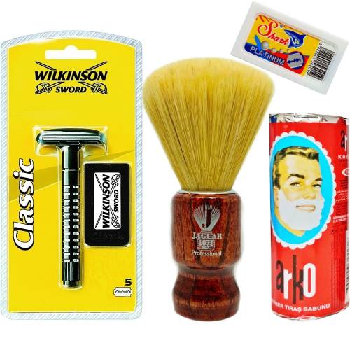 Wilkinson Classic Manuel Tıraş Makinesi 5'li Yedek Tıraş Bıçağı, Jaguar Tıraş Fırçası, Tıraş Sabunu ve Extra 5'li Jilet Seti - 17