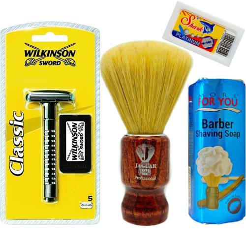 Wilkinson Classic Manuel Tıraş Makinesi 5'li Yedek Tıraş Bıçağı, Jaguar Tıraş Fırçası, Tıraş Sabunu ve Extra 5'li Jilet Seti - 18