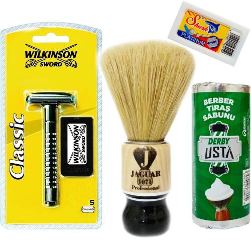 Wilkinson Classic Manuel Tıraş Makinesi 5'li Yedek Tıraş Bıçağı, Jaguar Tıraş Fırçası, Tıraş Sabunu ve Extra 5'li Jilet Seti - 19