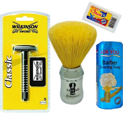 Wilkinson Classic Manuel Tıraş Makinesi 5'li Yedek Tıraş Bıçağı, Jaguar Tıraş Fırçası, Tıraş Sabunu ve Extra 5'li Jilet Seti - 24