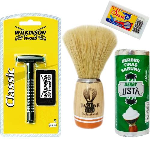 Wilkinson Classic Manuel Tıraş Makinesi 5'li Yedek Tıraş Bıçağı, Jaguar Tıraş Fırçası, Tıraş Sabunu ve Extra 5'li Jilet Seti - 28