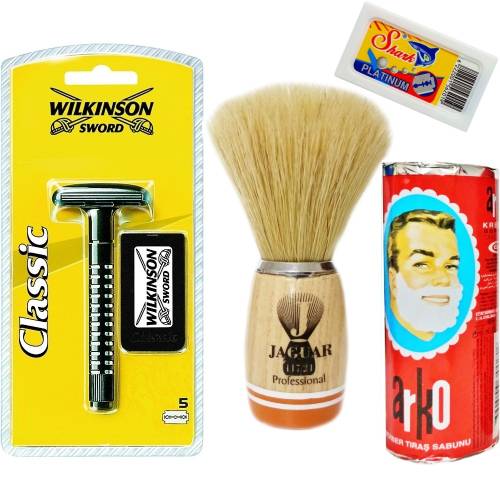 Wilkinson Classic Manuel Tıraş Makinesi 5'li Yedek Tıraş Bıçağı, Jaguar Tıraş Fırçası, Tıraş Sabunu ve Extra 5'li Jilet Seti - 29