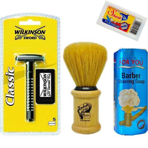 Wilkinson Classic Manuel Tıraş Makinesi 5'li Yedek Tıraş Bıçağı, Jaguar Tıraş Fırçası, Tıraş Sabunu ve Extra 5'li Jilet Seti - 33