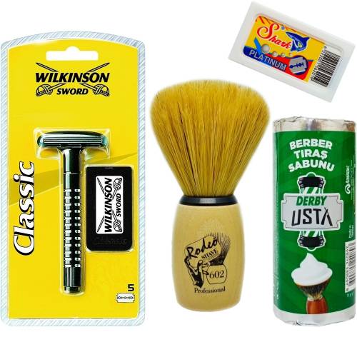 Wilkinson Classic Manuel Tıraş Makinesi 5'li Yedek Tıraş Bıçağı, Jaguar Tıraş Fırçası, Tıraş Sabunu ve Extra 5'li Jilet Seti - 34