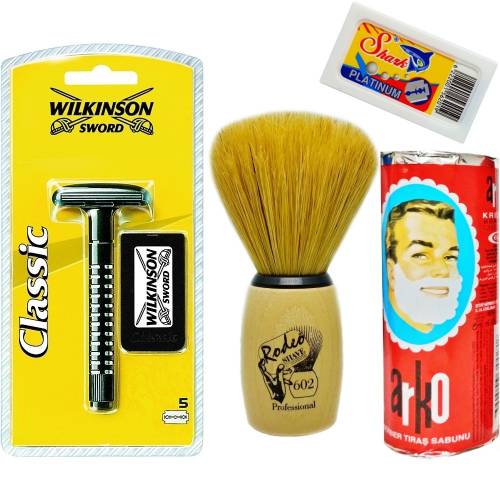 Wilkinson Classic Manuel Tıraş Makinesi 5'li Yedek Tıraş Bıçağı, Jaguar Tıraş Fırçası, Tıraş Sabunu ve Extra 5'li Jilet Seti - 35