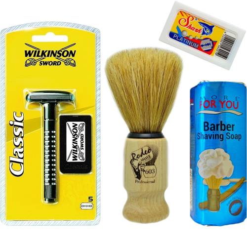 Wilkinson Classic Manuel Tıraş Makinesi 5'li Yedek Tıraş Bıçağı, Jaguar Tıraş Fırçası, Tıraş Sabunu ve Extra 5'li Jilet Seti - 39