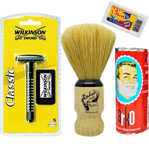 Wilkinson Classic Manuel Tıraş Makinesi 5'li Yedek Tıraş Bıçağı, Jaguar Tıraş Fırçası, Tıraş Sabunu ve Extra 5'li Jilet Seti - 41